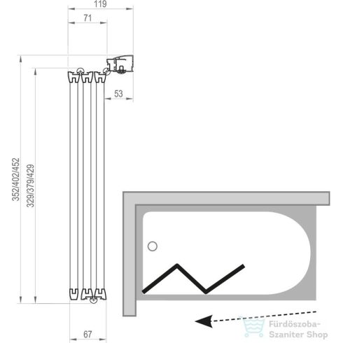 Ravak SUPERNOVA VS3-130 130 cm-es kádparaván,Szatén+rain 795V0U0041
