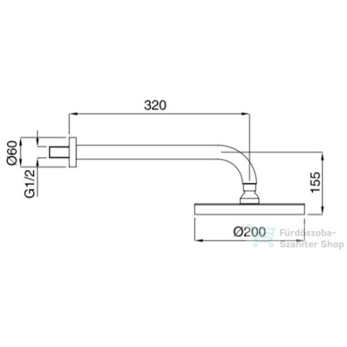 Bugnatese 20 cm-es fejzuhany 32 cm-es zuhanykarral,bronz 79848BR