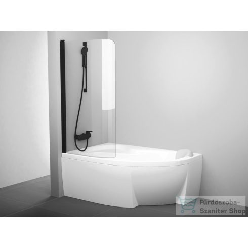 Ravak CVSK1 Rosa 140/150 balos kádparaván, Matt fekete+transparent 7QLM0300Y1