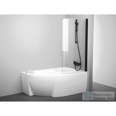 Ravak CVSK1 Rosa 160/170 jobbos kádparaván, Matt fekete+transparent 7QRS0300Y1