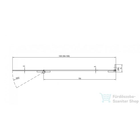 Ravak Brilliant BVS2-100 100 cm-es jobbos kádparaván fix+nyíló zsanérok (B-SET) nélkül, króm+transparent 7UPA0A00Z1