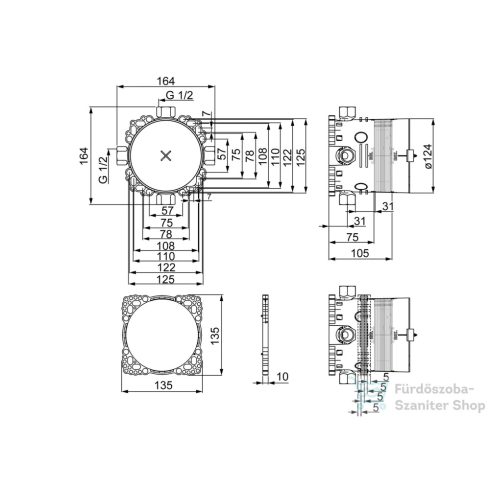 Hansa HANSABLUEBOX G 1/2 alaptest falsík alatti kád/zuhany csaptelephez,80000000