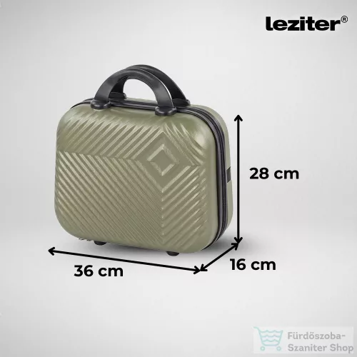 Leziter TraveLux Pro kézi bőrönd keményfedeles 28x36x16 cm olajzöld 8016-OG14