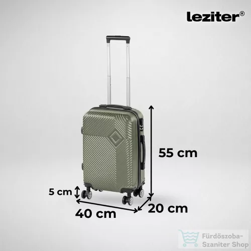 Leziter TraveLux Pro kabinbőrönd keményfedeles levehető kerékkel 50x40x20 cm olajzöld 8016-OG20