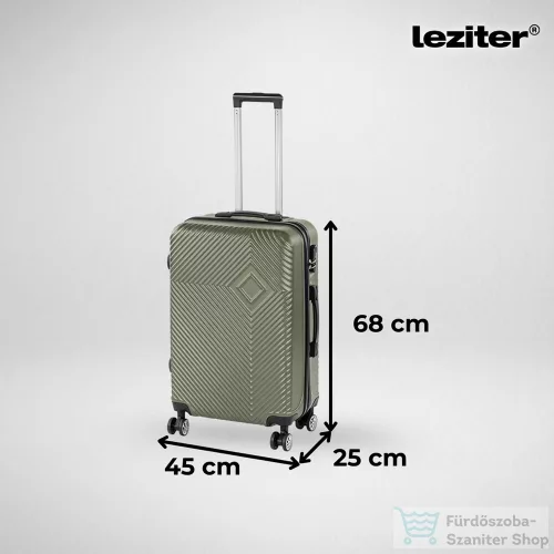 Leziter TraveLux Pro közepes bőrönd keményfedeles 68x45x25 cm olajzöld 8016-OG24