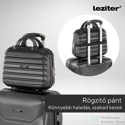 Leziter TraveLux Max kisméretű kézi bőrönd keményfedeles 28x36x16 cm fekete 8019-BL14