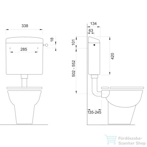 Aqualine WISA tartály, Start/Stop 6(4,5-6)L (8050427701)