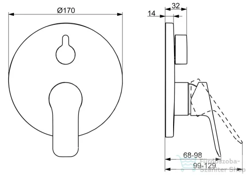 Hansa Hansabasic falsík alatti kád/zuhany csaptelep belső egység nélkül,króm 80559003