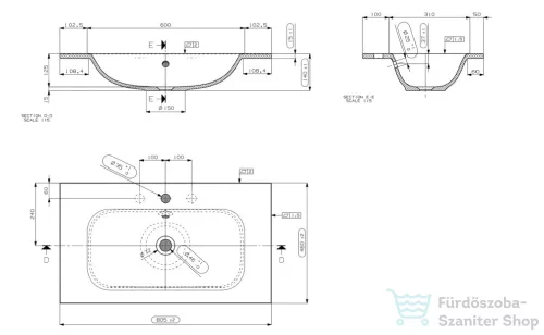 Marmy ASPEN 80x46 öntött márvány mosdó