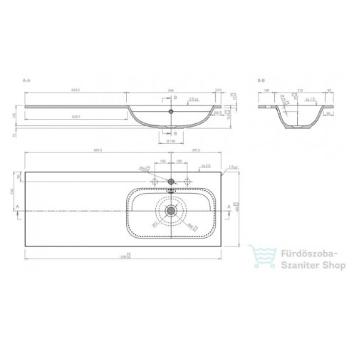 Marmy ASPEN 120x46 JOBBOS öntött márvány mosdó