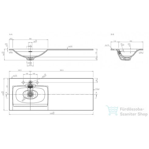 Marmy CRYSTAL 120x46 BALOS öntött márvány mosdó