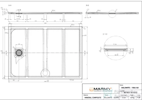 Marmy DOLOMITE - 100x140 Zuhanytálca Armani Beige