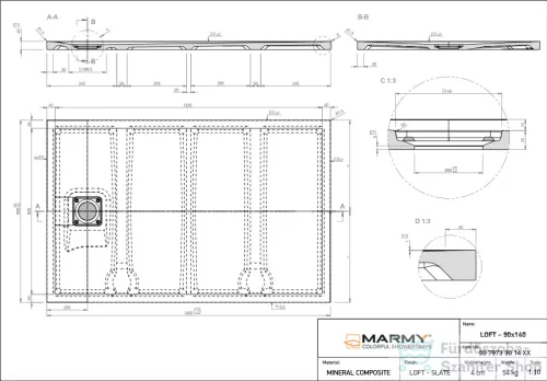 Marmy LOFT - 90x140 Zuhanytálca Prada White