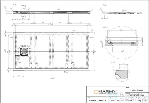 Marmy LOFT - 70x140 Zuhanytálca Armani Beige