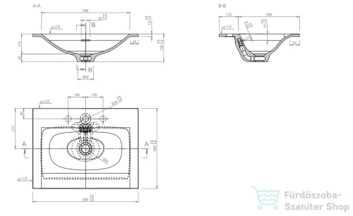 Marmy CRYSTAL 60x46 öntött márvány mosdó