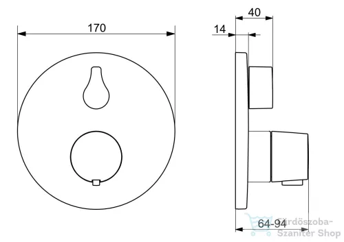 Hansa Hansaliving termosztátos falsík alatti kád/zuhany csaptelep belső egység nélkül,króm 81143552