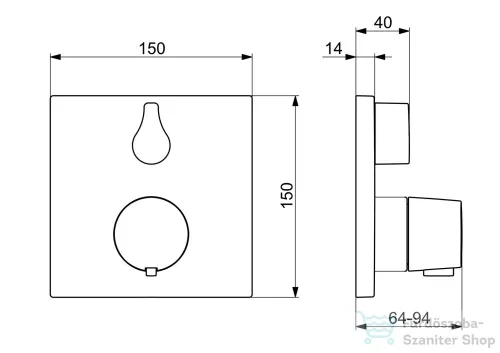 Hansa Hansaliving termosztátos falsík alatti kád/zuhany csaptelep belső egység nélkül,króm 81143562