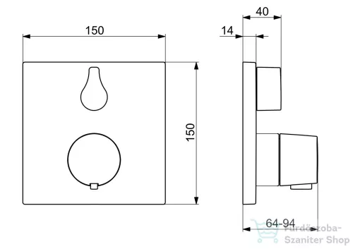 Hansa Hansaliving termosztátos falsík alatti kád/zuhany csaptelep belső egység nélkül,matt fekete 8114956233