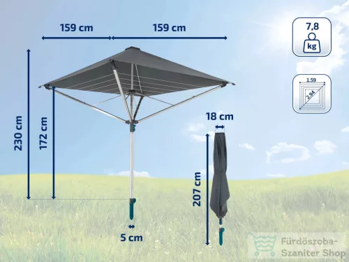 Leifheit Linoprotect 400 kültéri ruhaszárító, tetővel 82100