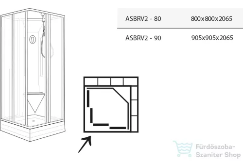 Ravak SUPERNOVA ASBRV2 80x80 cm-es hátfalas,sarokbelébős,tolóajtós zuhanykabin zuhanytálcával,fehér/pearl 8264411211