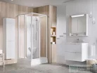 Ravak SUPERNOVA ASBRV2 80x80 cm-es hátfalas,sarokbelébős,tolóajtós zuhanykabin zuhanytálcával,fehér/transparent 82644112Z1