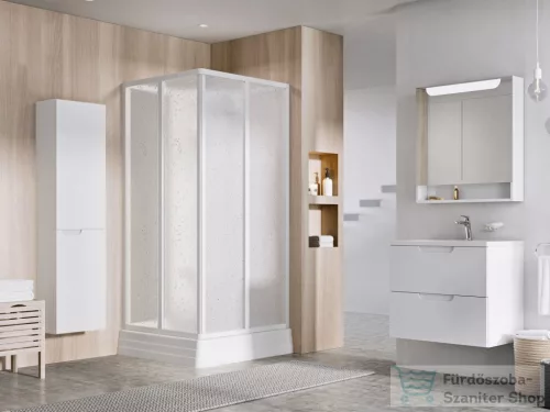 Ravak SUPERNOVA ASBRV2 90x90 cm-es hátfalas,sarokbelébős,tolóajtós zuhanykabin zuhanytálcával,fehér/pearl 8267711211