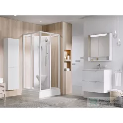   Ravak SUPERNOVA ASBRV2 90x90 cm-es hátfalas,sarokbelébős,tolóajtós zuhanykabin zuhanytálcával,fehér/transparent 82677112Z1
