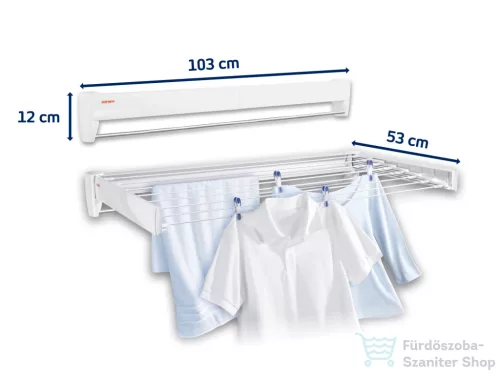 Leifheit Telegant 81 Plus 103x53 cm-es összecsukható fali ruhaszárító 83100