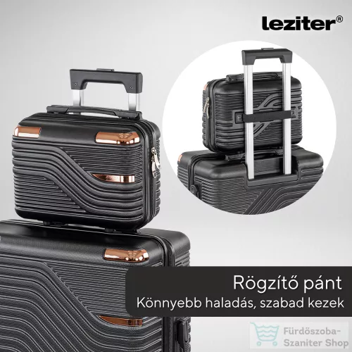 Leziter TraveLux Urban közepes bőrönd keményfedeles 68x45x25 cm fekete 833-BL24