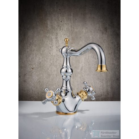 Bugnatese ARCADIA mosdó csaptelep click-clack leeresztővel,króm/arany 8334SCCRDO