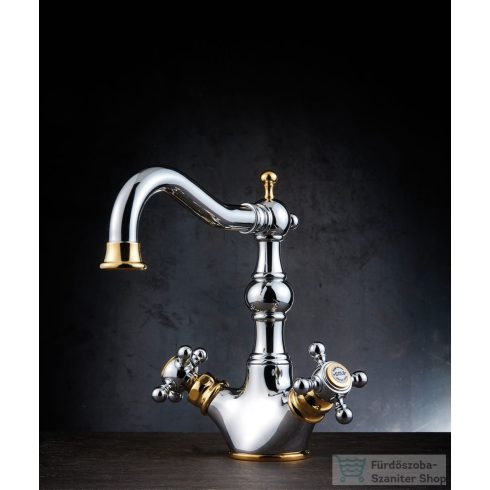 Bugnatese ARCADIA mosdó csaptelep click-clack leeresztővel,króm/arany 8334SCCRDO
