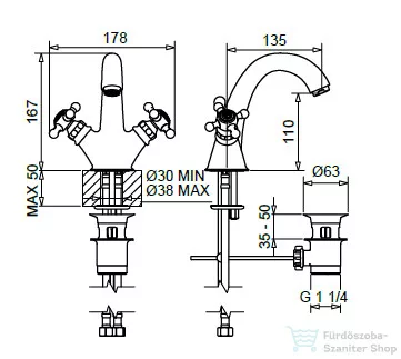 Bugnatese ARCADIA mosdó csaptelep automata leeresztővel,króm 8335CR