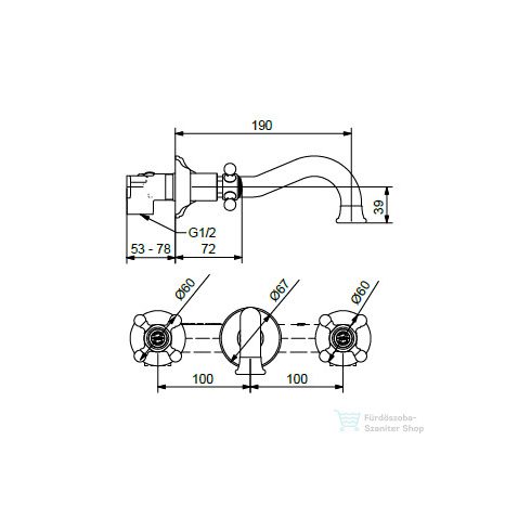 Bugnatese ARCADIA falsík alatti mosdó csaptelep 19 cm-es kifolyóval,click-clack leeresztővel,króm 8365SCCR