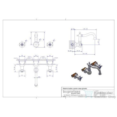 Bugnatese ARCADIA Fal alatti mosdócsaptelep 22 cm kifolyóval króm színben, leeresztő nélkül, , leeresztő nélkül, 8370CR