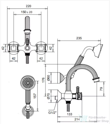 Bugnatese OLYMPIA Kádcsaptelep, zuhanyszettel, króm színben 8402