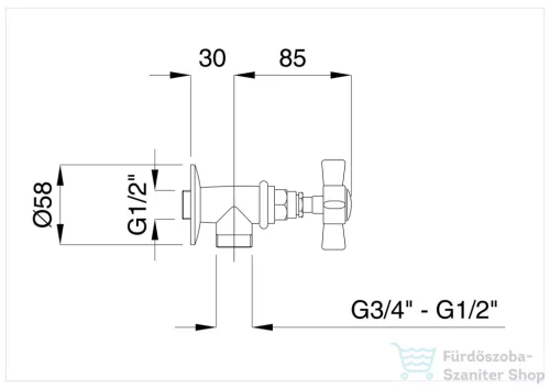 Bugnatese PRINCETON Sarokszelep 1/2-3/8" csatlakozású króm színben 857