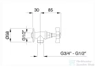 Bugnatese PRINCETON Sarokszelep 1/2-1/2" csatlakozású króm színben 858