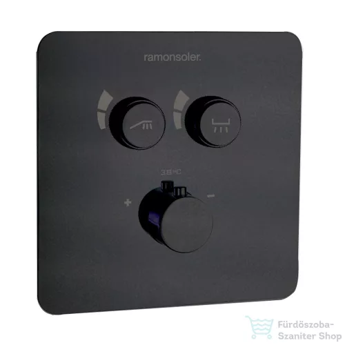 RamonSoler RS SMART termosztátos falsík alatti kád/zuhany csaptelep, matt fekete 85D308096