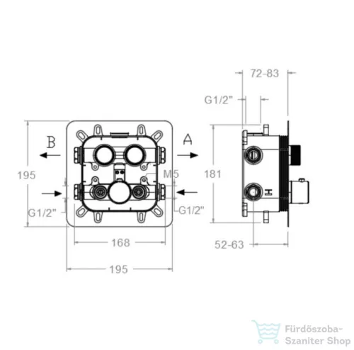 RamonSoler RS SMART termosztátos falsík alatti kád/zuhany csaptelep, szálcsiszolt arany 85D308098