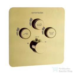   RamonSoler RS SMART termosztátos falsík alatti kád/zuhany csaptelep, szálcsiszolt arany 85D308099