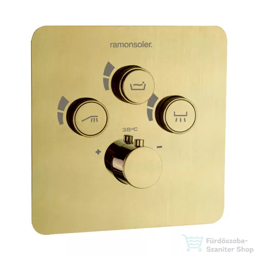 RamonSoler RS SMART termosztátos falsík alatti kád/zuhany csaptelep, szálcsiszolt arany 85D308099
