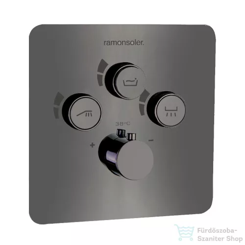 RamonSoler RS SMART termosztátos falsík alatti kád/zuhany csaptelep, szálcsiszolt grafit 85D310756
