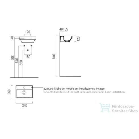 Sapho NORM mosdó furattal, fehér 8650111