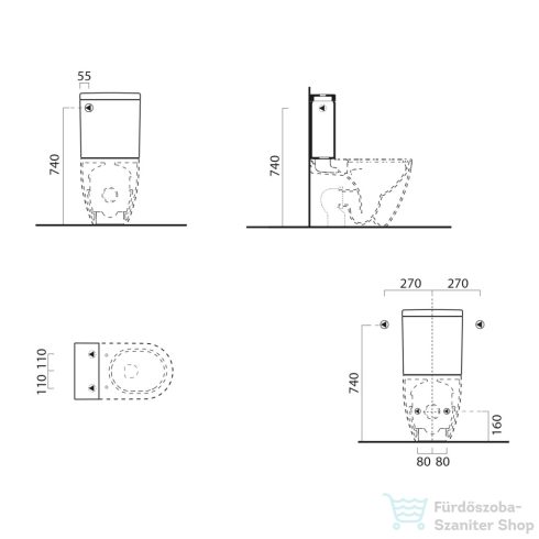 Sapho GSI PURA tartály, Extraglaze (868111)