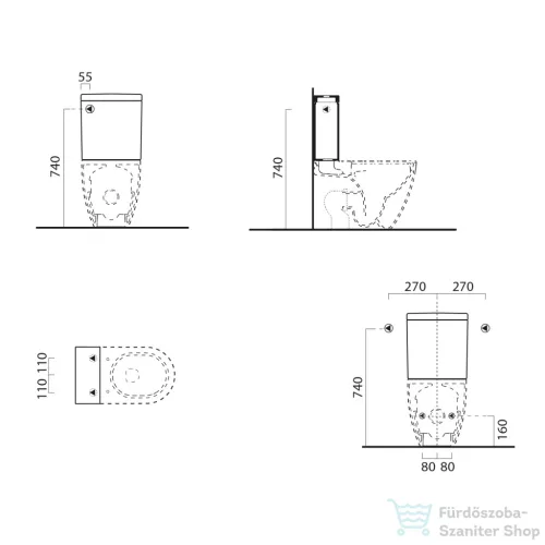 Sapho GSI PURA tartály, Extraglaze (868111)