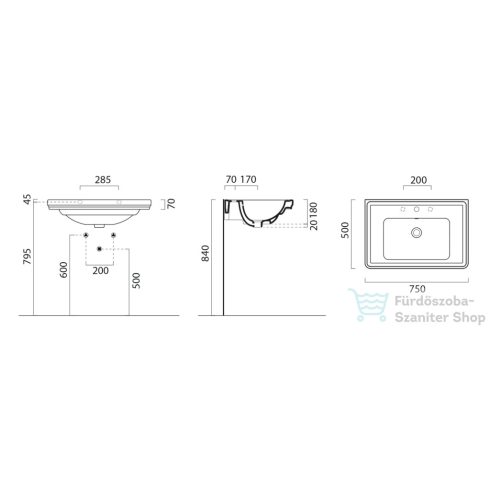 Sapho GSI CLASSIC mosdó, 75x50cm, ExtraGlaze (8787111)