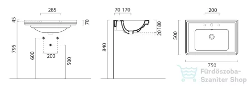 Sapho GSI CLASSIC mosdó, 75x50cm, ExtraGlaze (8787111)