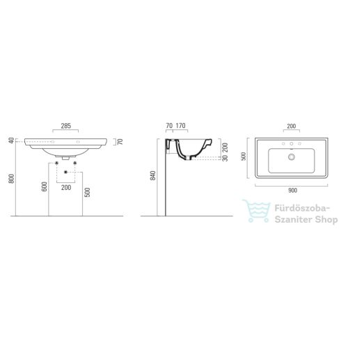Sapho GSI CLASSIC mosdó, 90x50cm, ExtraGlaze (8788111)