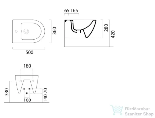 Sapho GSI PURA fali bidé, 36x50 cm, matt jégkék (8864115)