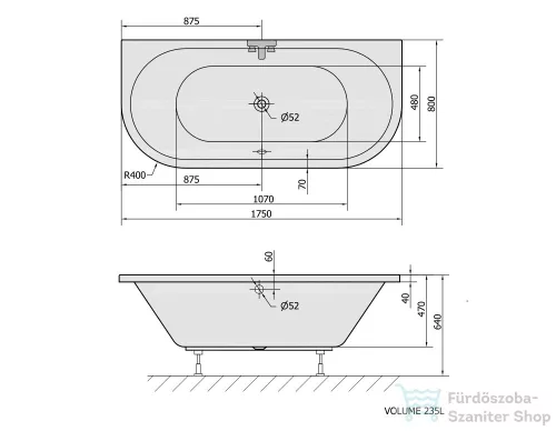 Sapho POLYSAN Viva D kád 175x80x47 cm 89119
